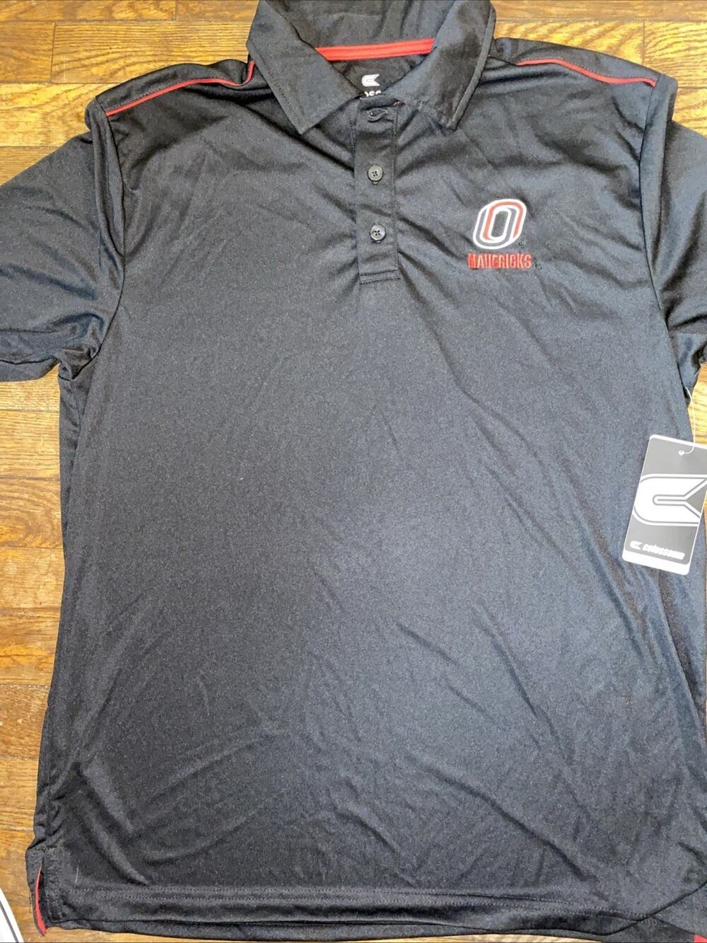 Colosseum Men's M University Nebraska Omaha Mavericks Red Black Polo NWT